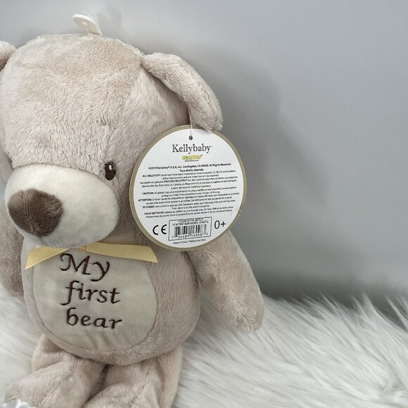 NWT KellyBaby My First Teddy Bear Plush Brown Tan KellyToy Rattle 14" Lovey Unis - Picture 7 of 14